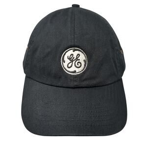 GE Logo Slideback Baseball Hat Black One Size Adjustable Embroidered
